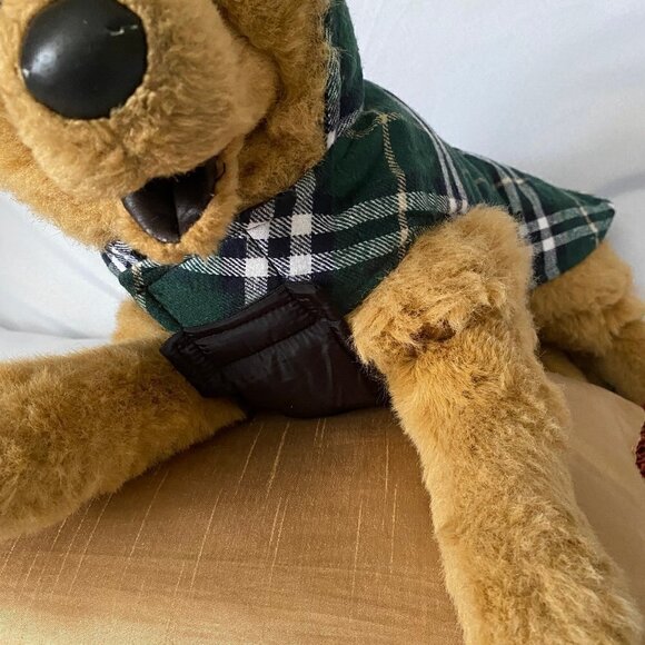 Pet Reversible Dark Green Plaid & Black Quilted Winter Coat - Picture 2 of 11